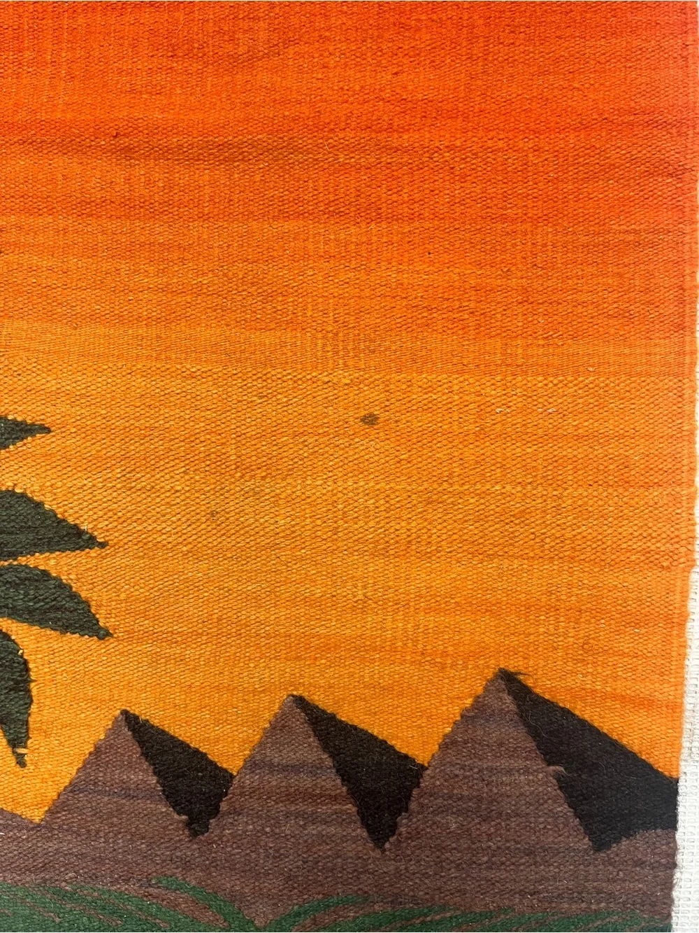 Handwoven Egyptian Sphinx & Pyramid Wall Hanging - Black & Orange 40x64”